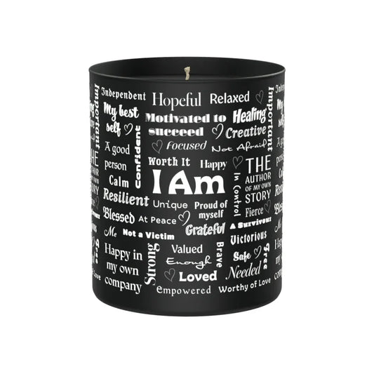 Positive Affirmations 200g Black Candle ‘Dark Noir’ - Affirmations and Gratitudes 