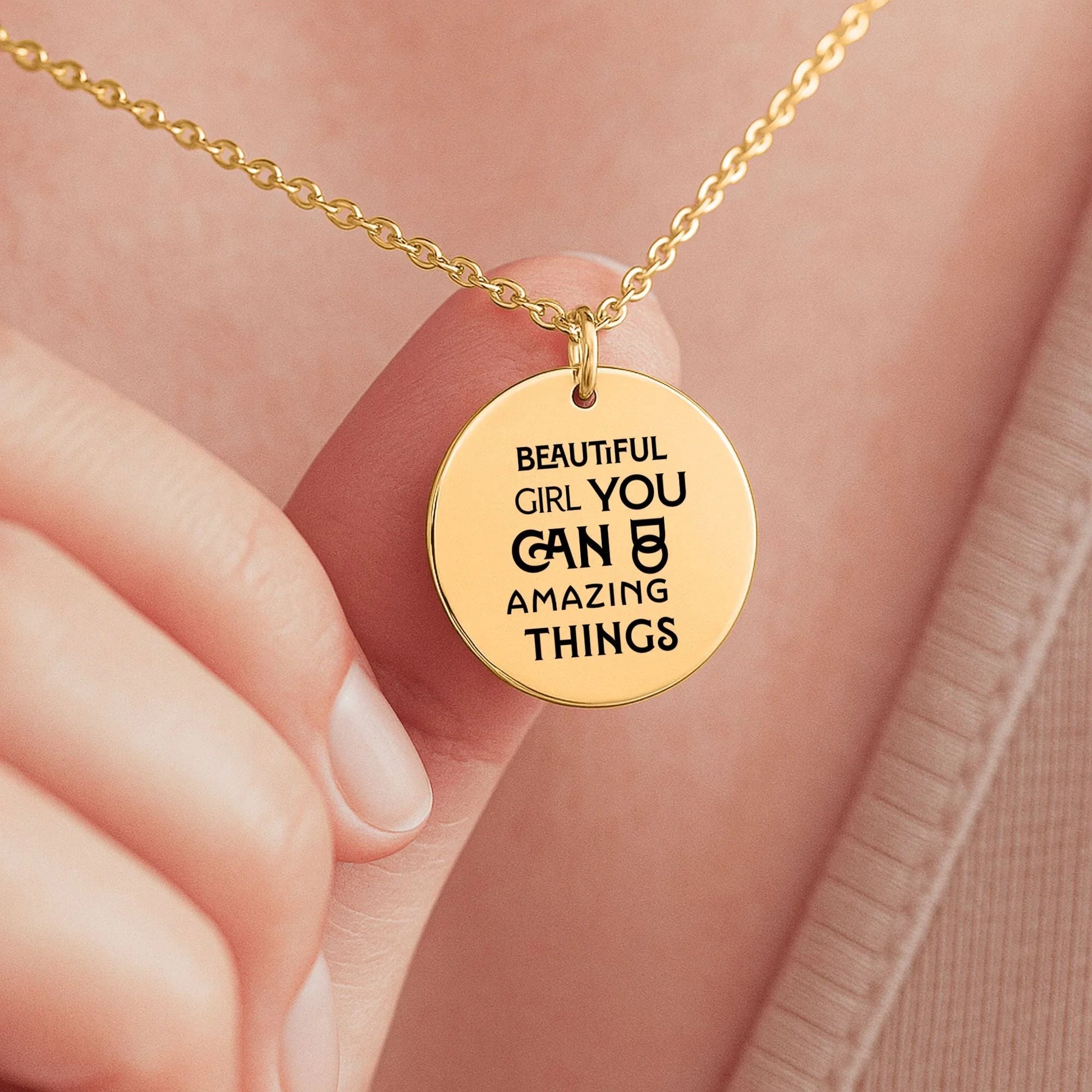 Inspirational Words Coin Necklace - Affirmations and Gratitudes 