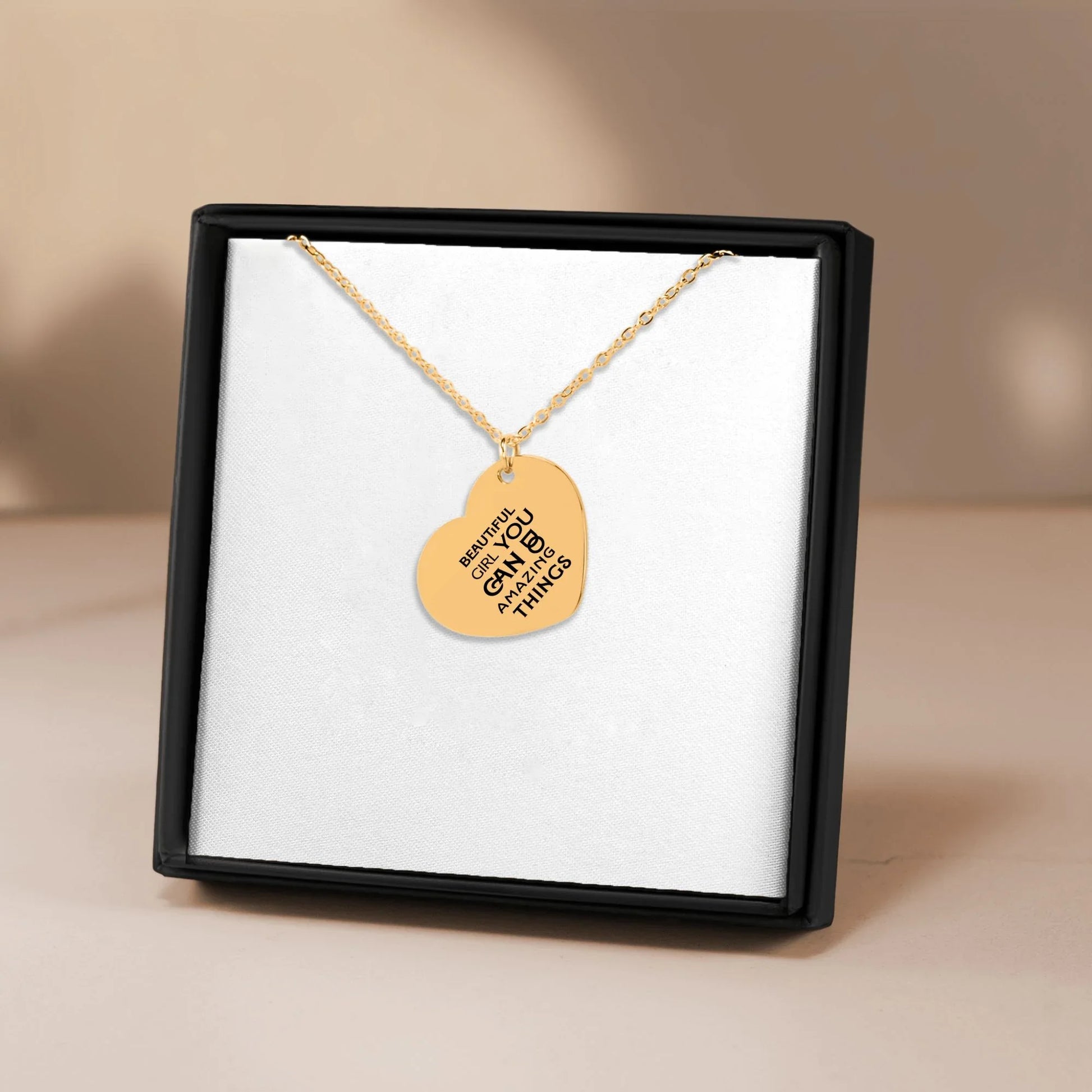Inspirational words Heart Necklace - Affirmations and Gratitudes 