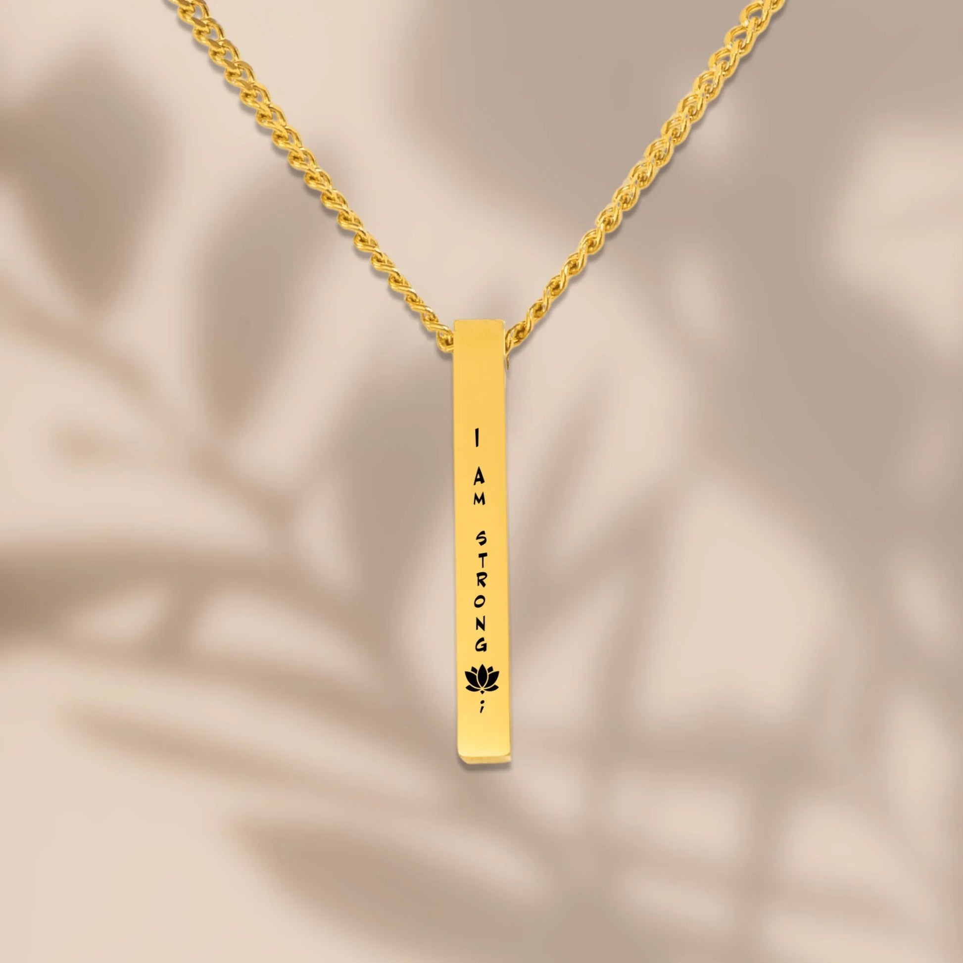 Positive Affirmation Cuban Chain 3D Bar Necklace - Affirmations and Gratitudes 