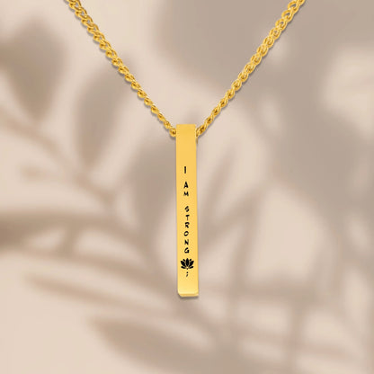 Positive Affirmation Cuban Chain 3D Bar Necklace - Affirmations and Gratitudes 