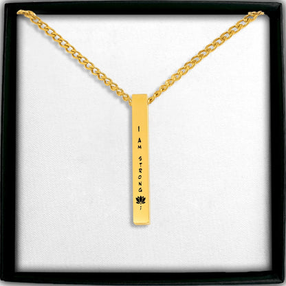 Positive Affirmation Cuban Chain 3D Bar Necklace - Affirmations and Gratitudes 