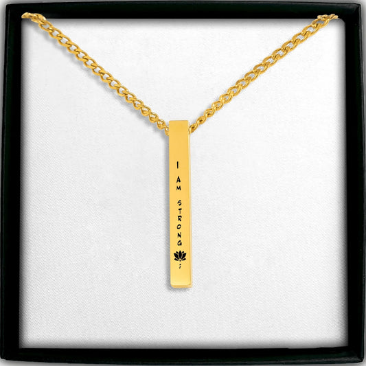 Positive Affirmation Cuban Chain 3D Bar Necklace - Affirmations and Gratitudes 