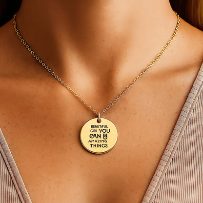 Inspirational Words Coin Necklace - Affirmations and Gratitudes 