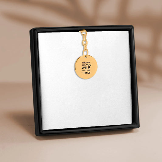 Inspirational Words Personalised Coin Keychain: Products for Positivity - Affirmations and Gratitudes 