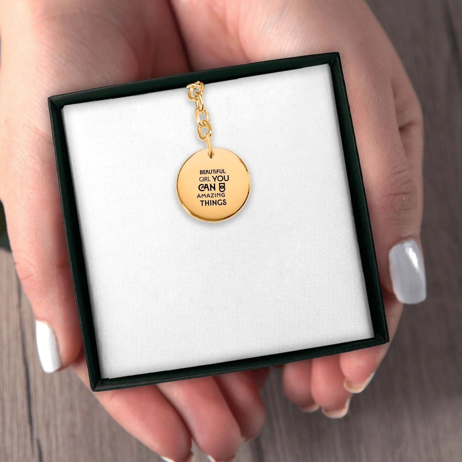 Inspirational Words Personalised Coin Keychain: Products for Positivity - Affirmations and Gratitudes 