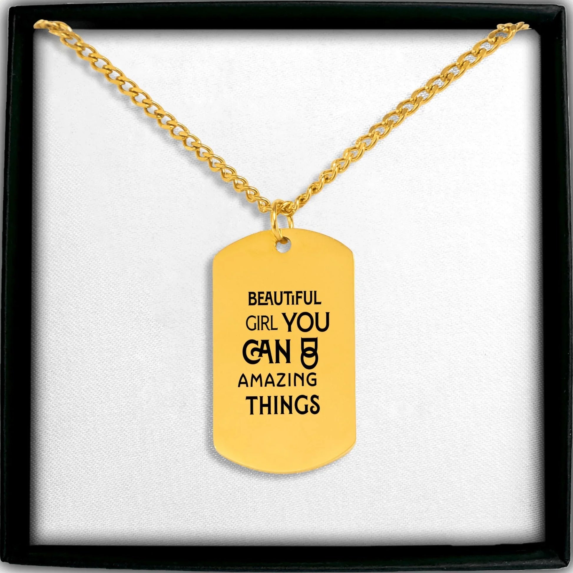 Inspirational Words Cuban Tag Necklace - Affirmations and Gratitudes 