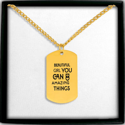 Inspirational Words Cuban Tag Necklace - Affirmations and Gratitudes 