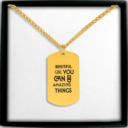 Inspirational Words Cuban Tag Necklace - Affirmations and Gratitudes 
