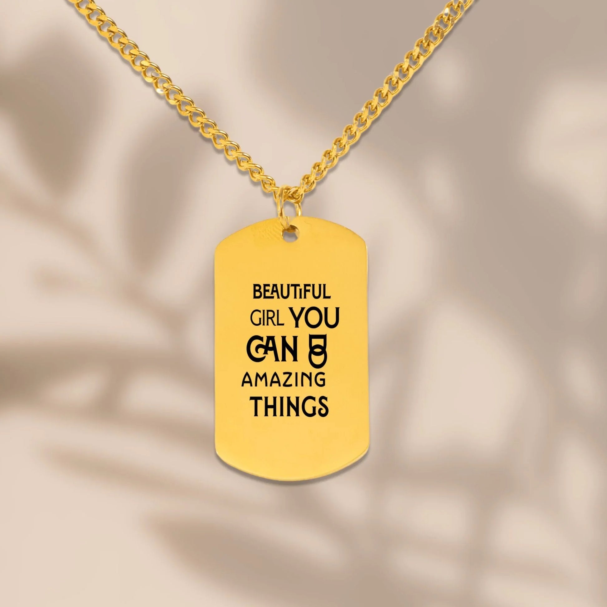 Inspirational Words Cuban Tag Necklace - Affirmations and Gratitudes 