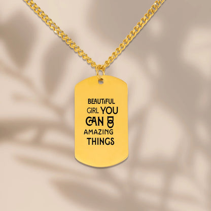 Inspirational Words Cuban Tag Necklace - Affirmations and Gratitudes 