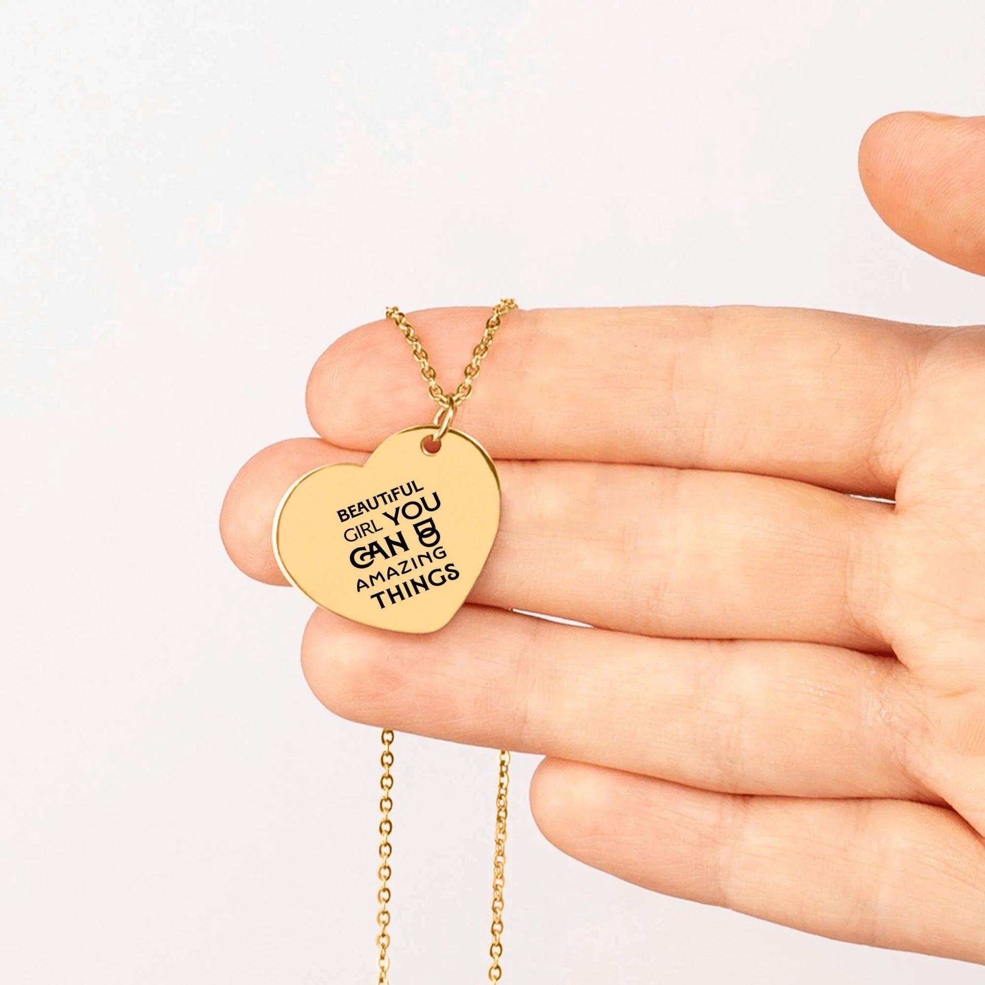 Inspirational words Heart Necklace - Affirmations and Gratitudes 