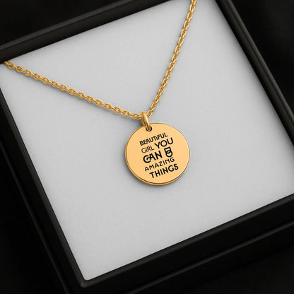 Inspirational Words Coin Necklace - Affirmations and Gratitudes 