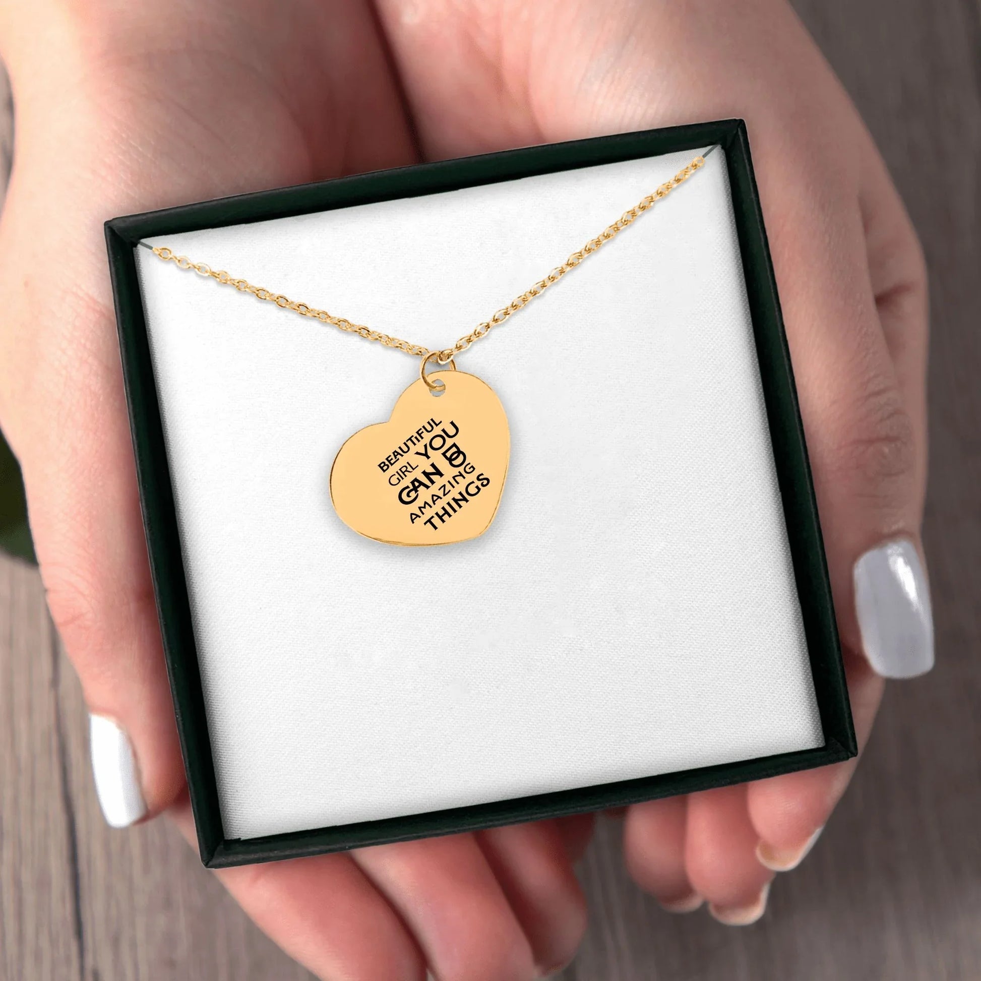 Inspirational words Heart Necklace - Affirmations and Gratitudes 