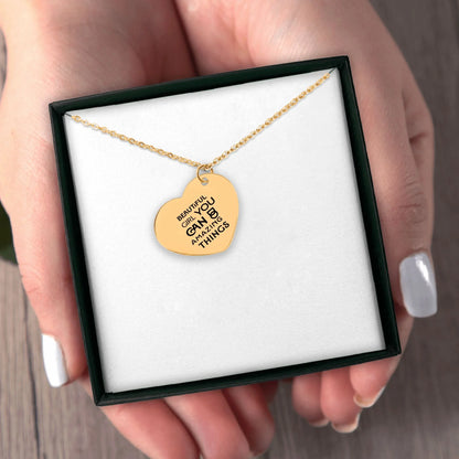 Inspirational words Heart Necklace - Affirmations and Gratitudes 