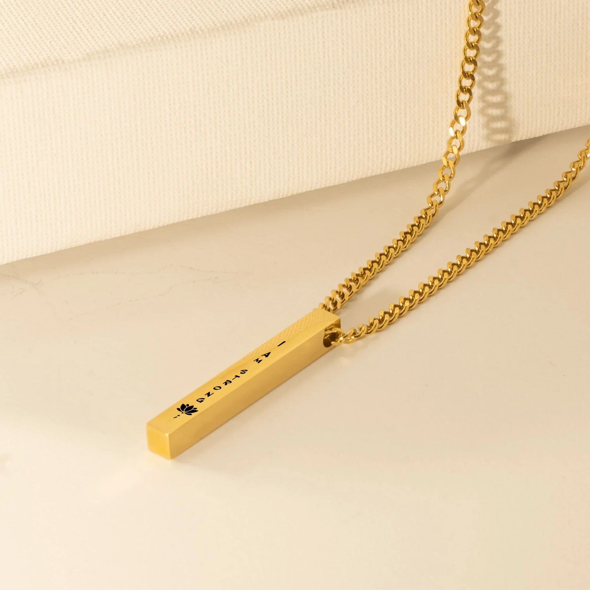 Positive Affirmation Cuban Chain 3D Bar Necklace - Affirmations and Gratitudes 