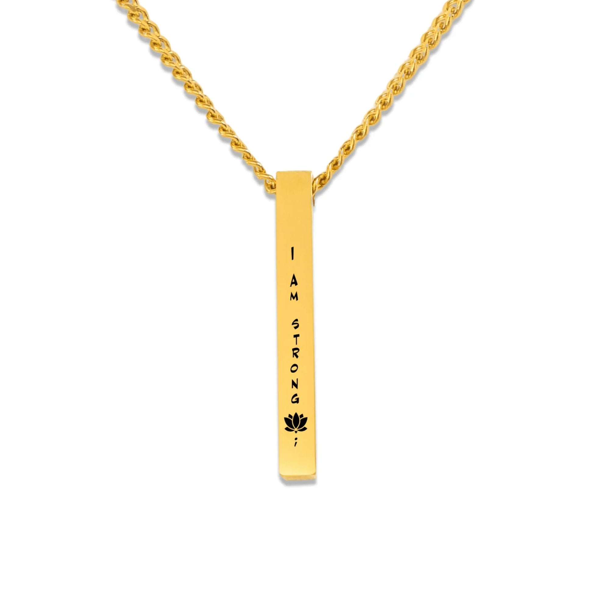 Positive Affirmation Cuban Chain 3D Bar Necklace - Affirmations and Gratitudes 