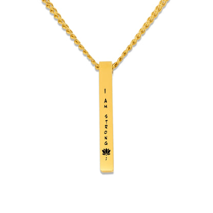Positive Affirmation Cuban Chain 3D Bar Necklace - Affirmations and Gratitudes 