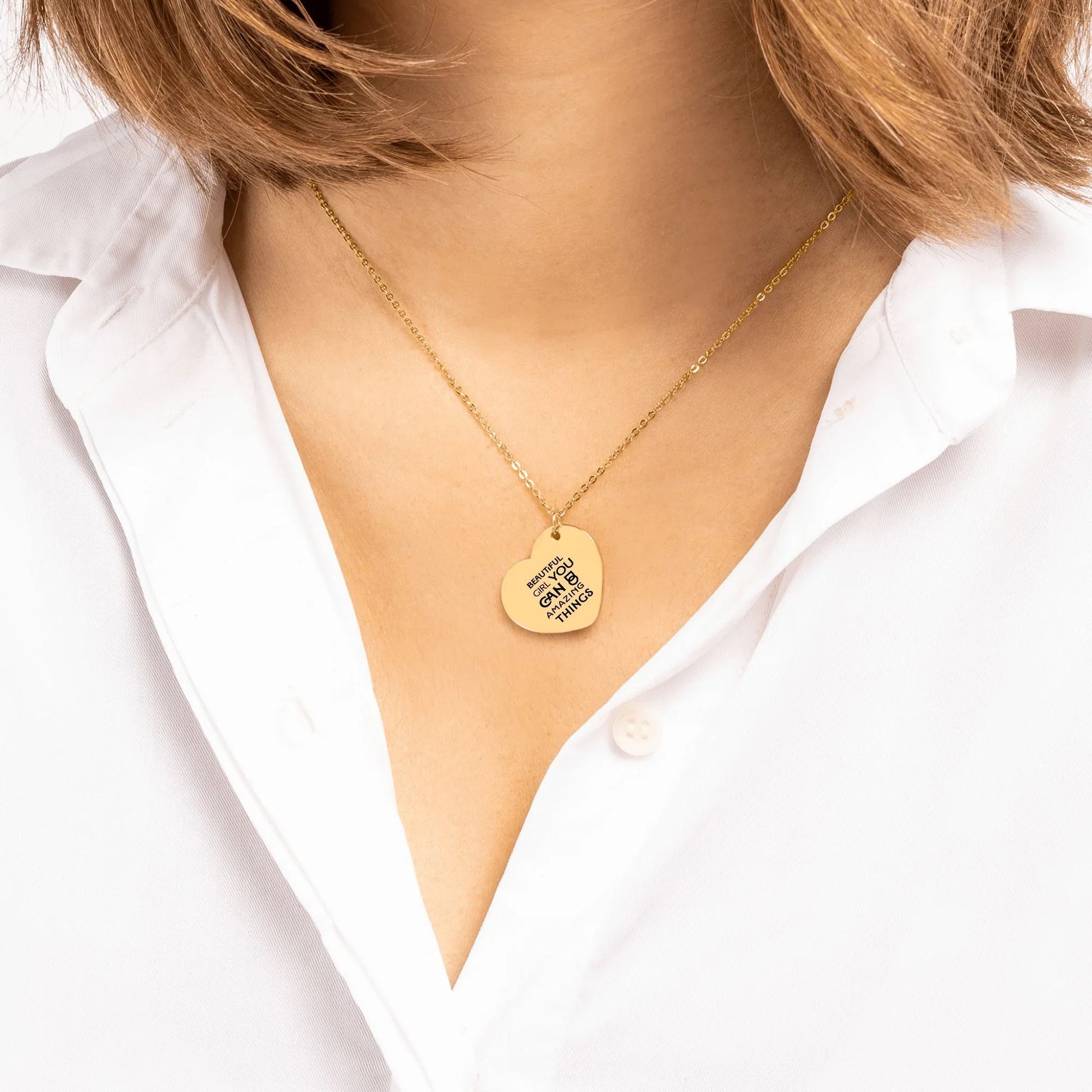 Inspirational words Heart Necklace - Affirmations and Gratitudes 