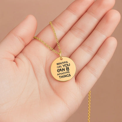Inspirational Words Coin Necklace - Affirmations and Gratitudes 