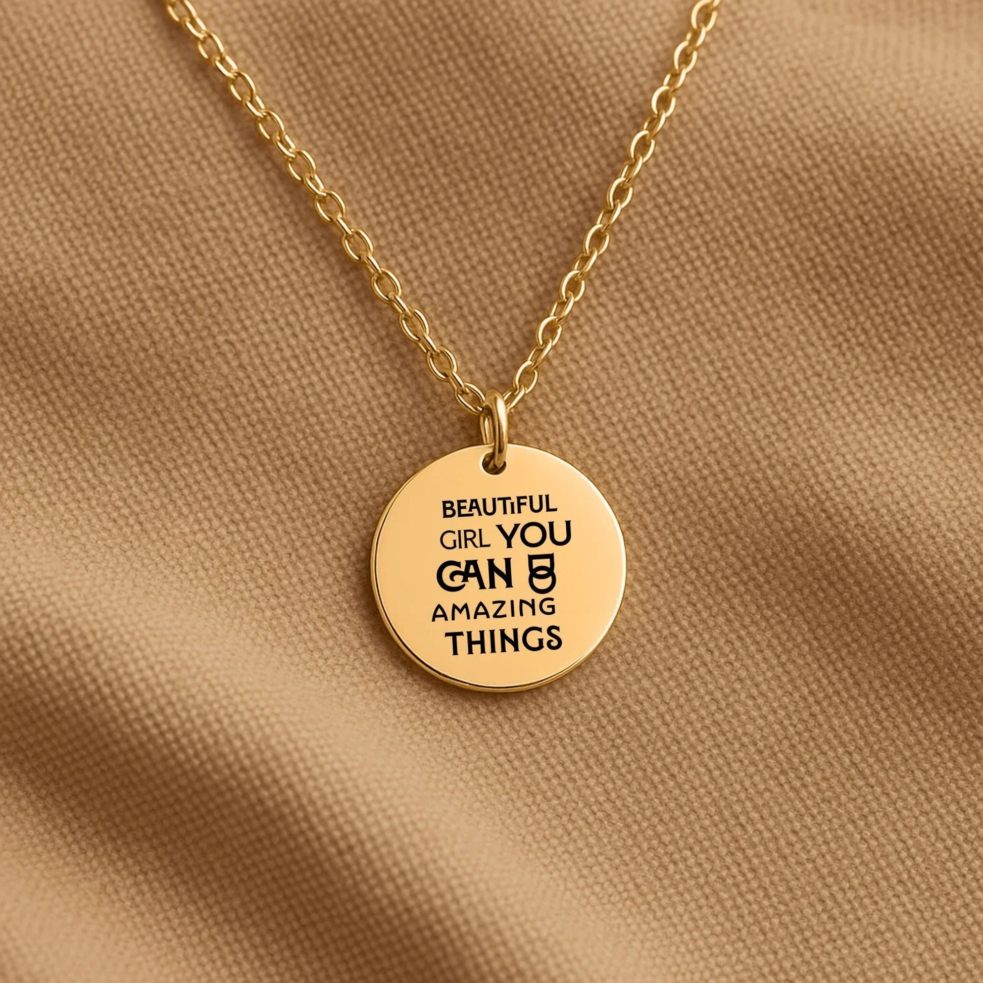 Inspirational Words Coin Necklace - Affirmations and Gratitudes 