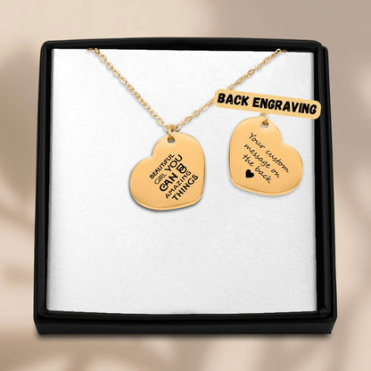 Inspirational words Heart Necklace - Affirmations and Gratitudes 