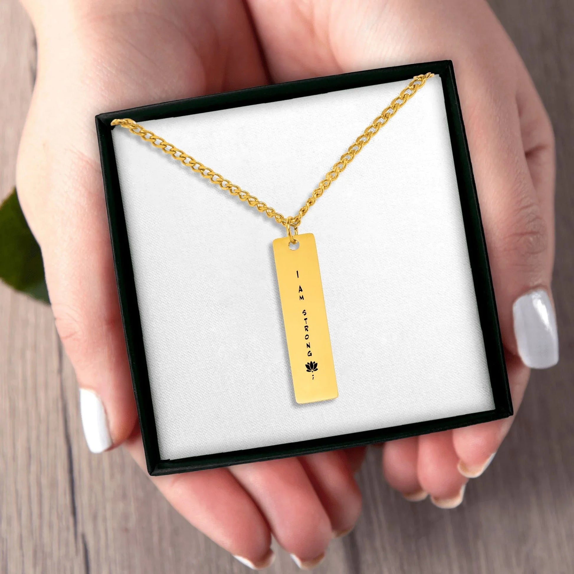 Positive Affirmation Cuban Vertical Bar Necklace - Affirmations and Gratitudes 