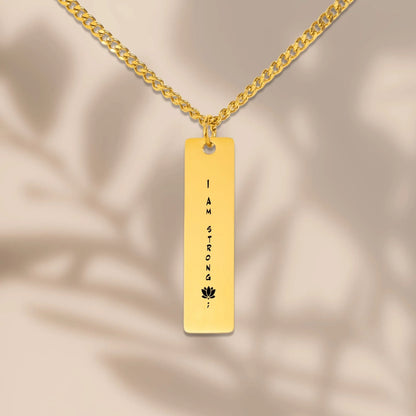 Positive Affirmation Cuban Vertical Bar Necklace - Affirmations and Gratitudes 