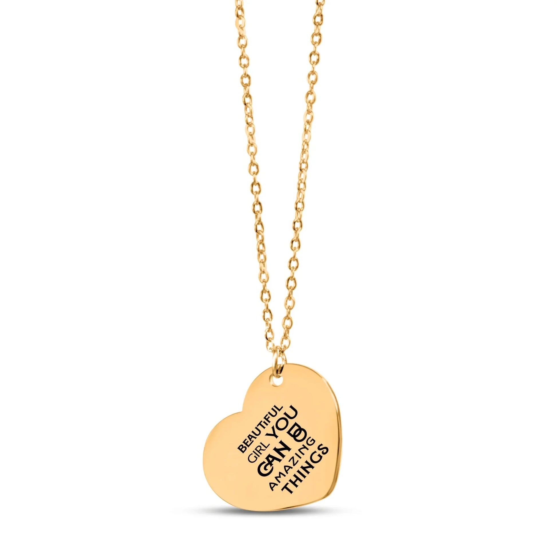 Inspirational words Heart Necklace - Affirmations and Gratitudes 