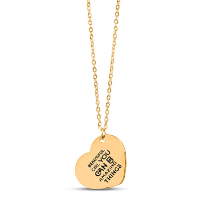 Inspirational words Heart Necklace - Affirmations and Gratitudes 