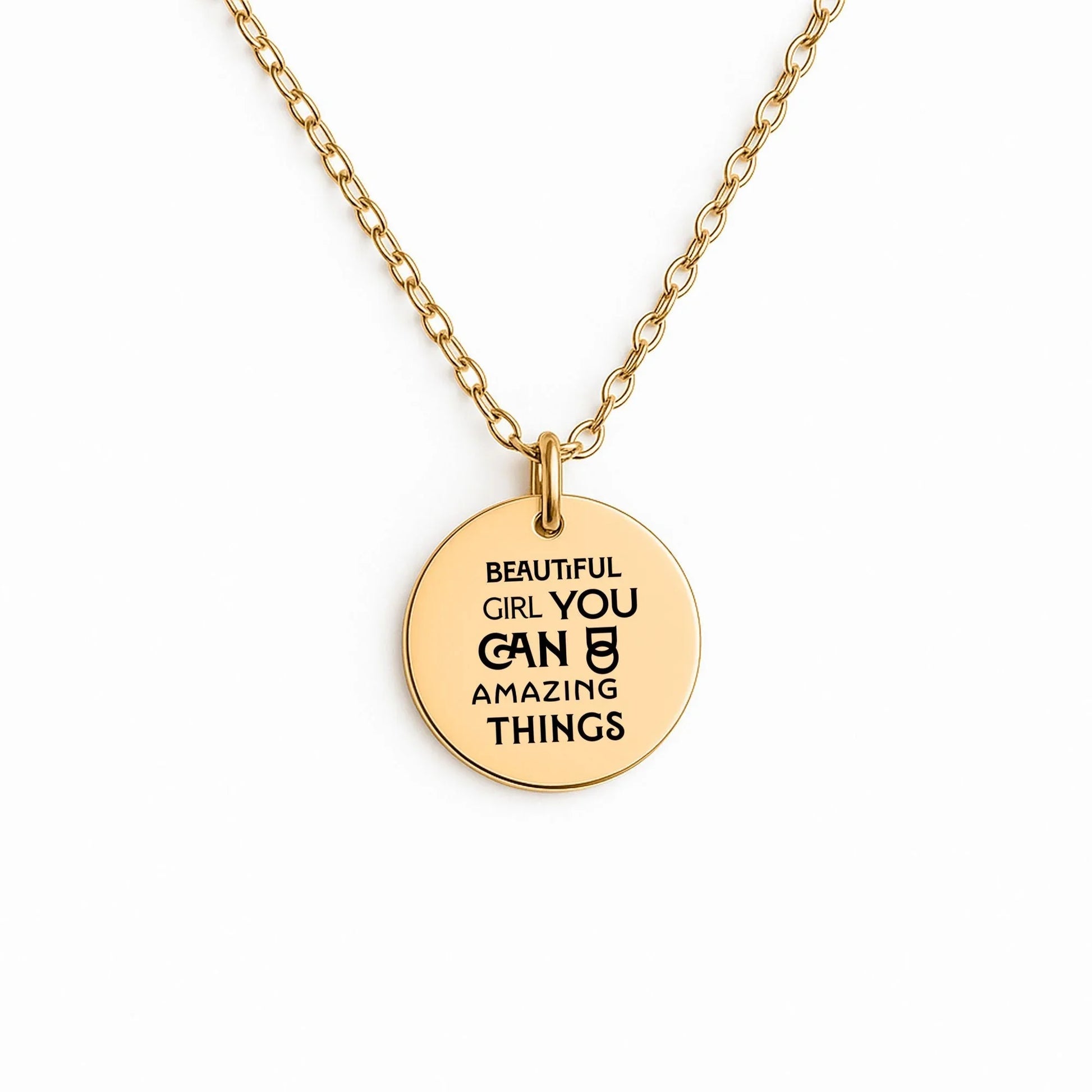 Inspirational Words Coin Necklace - Affirmations and Gratitudes 