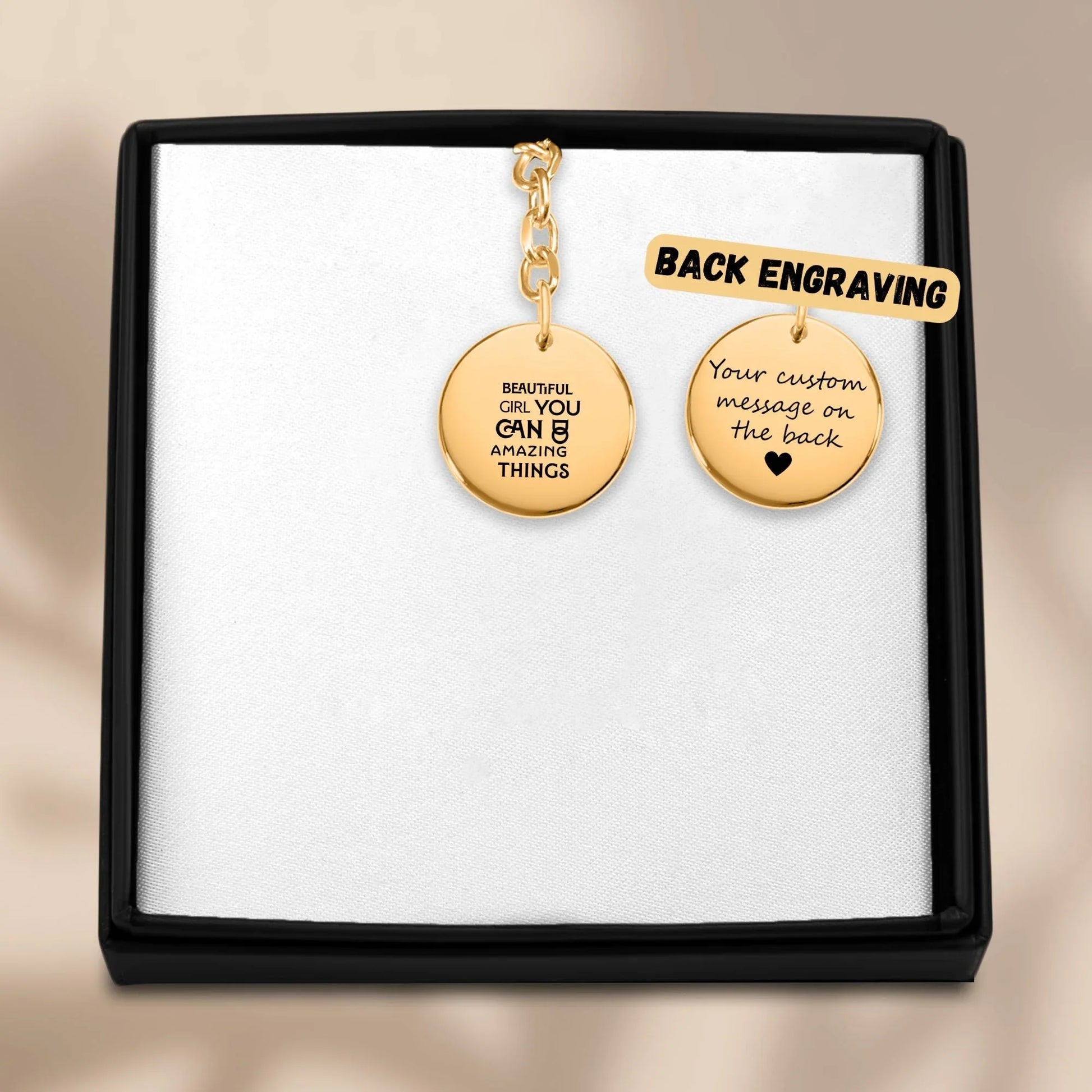 Inspirational Words Personalised Coin Keychain: Products for Positivity - Affirmations and Gratitudes 
