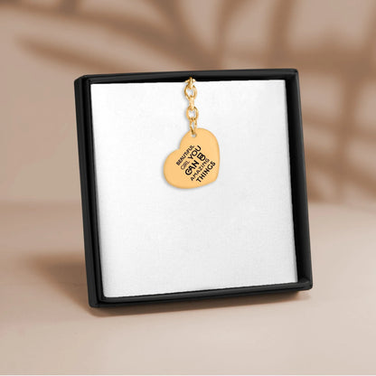 Inspirational Words Heart Keychain - Affirmations and Gratitudes 