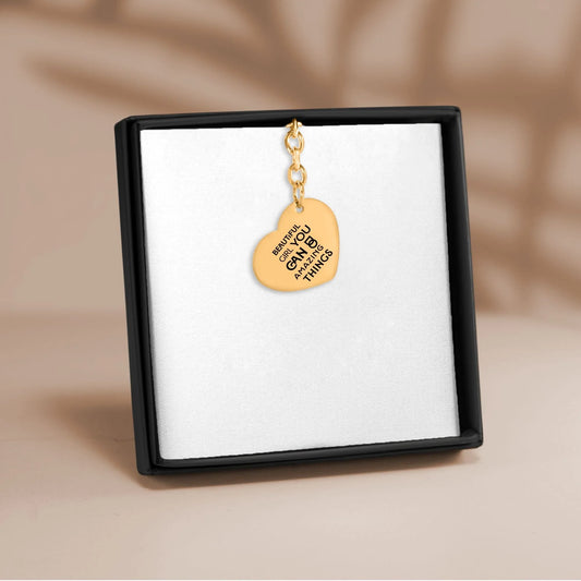 Inspirational Words Heart Keychain - Affirmations and Gratitudes 