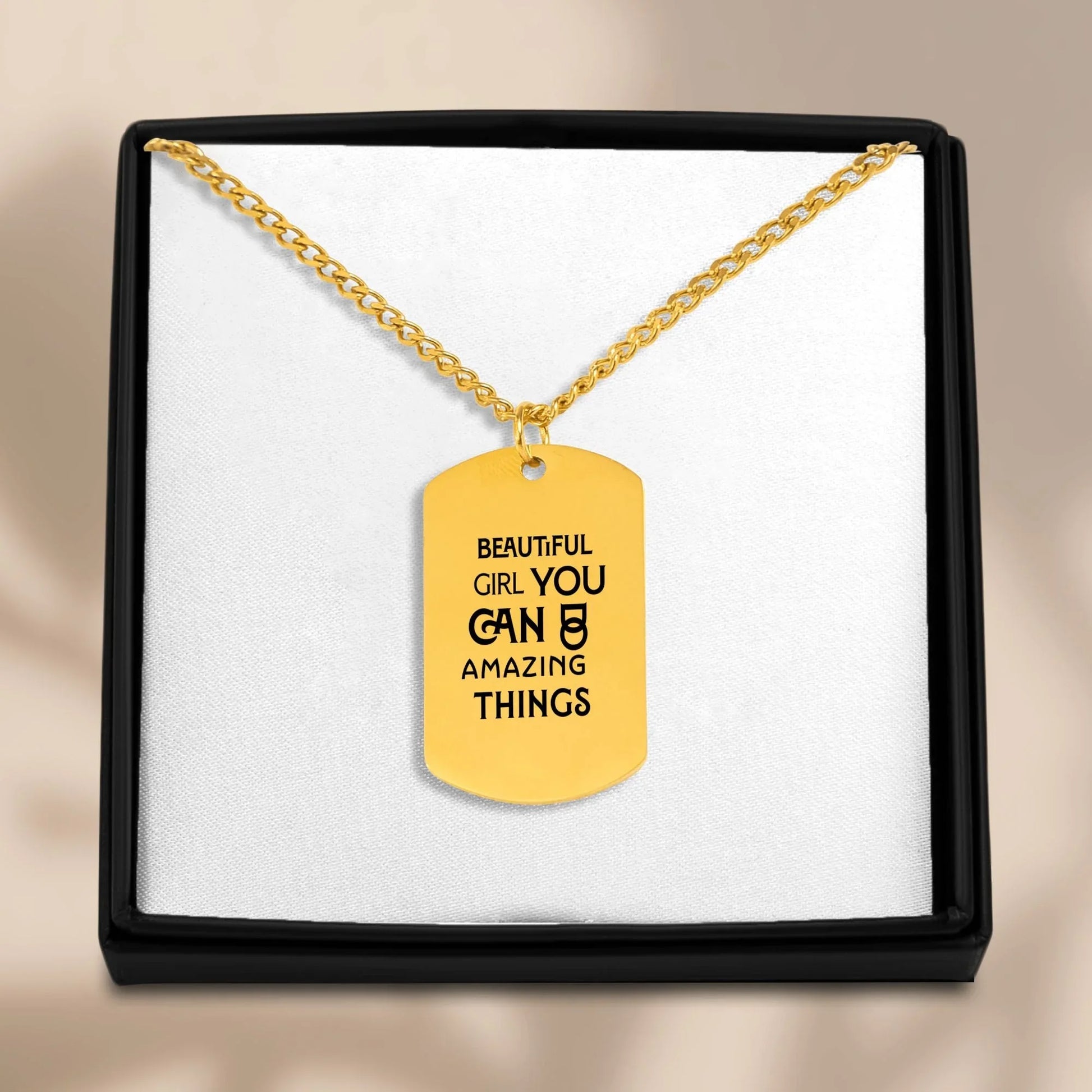 Inspirational Words Cuban Tag Necklace - Affirmations and Gratitudes 
