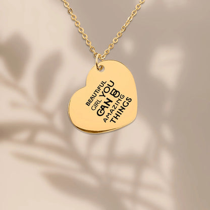 Inspirational words Heart Necklace - Affirmations and Gratitudes 
