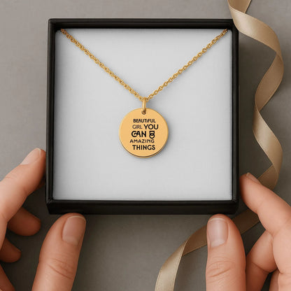 Inspirational Words Coin Necklace - Affirmations and Gratitudes 