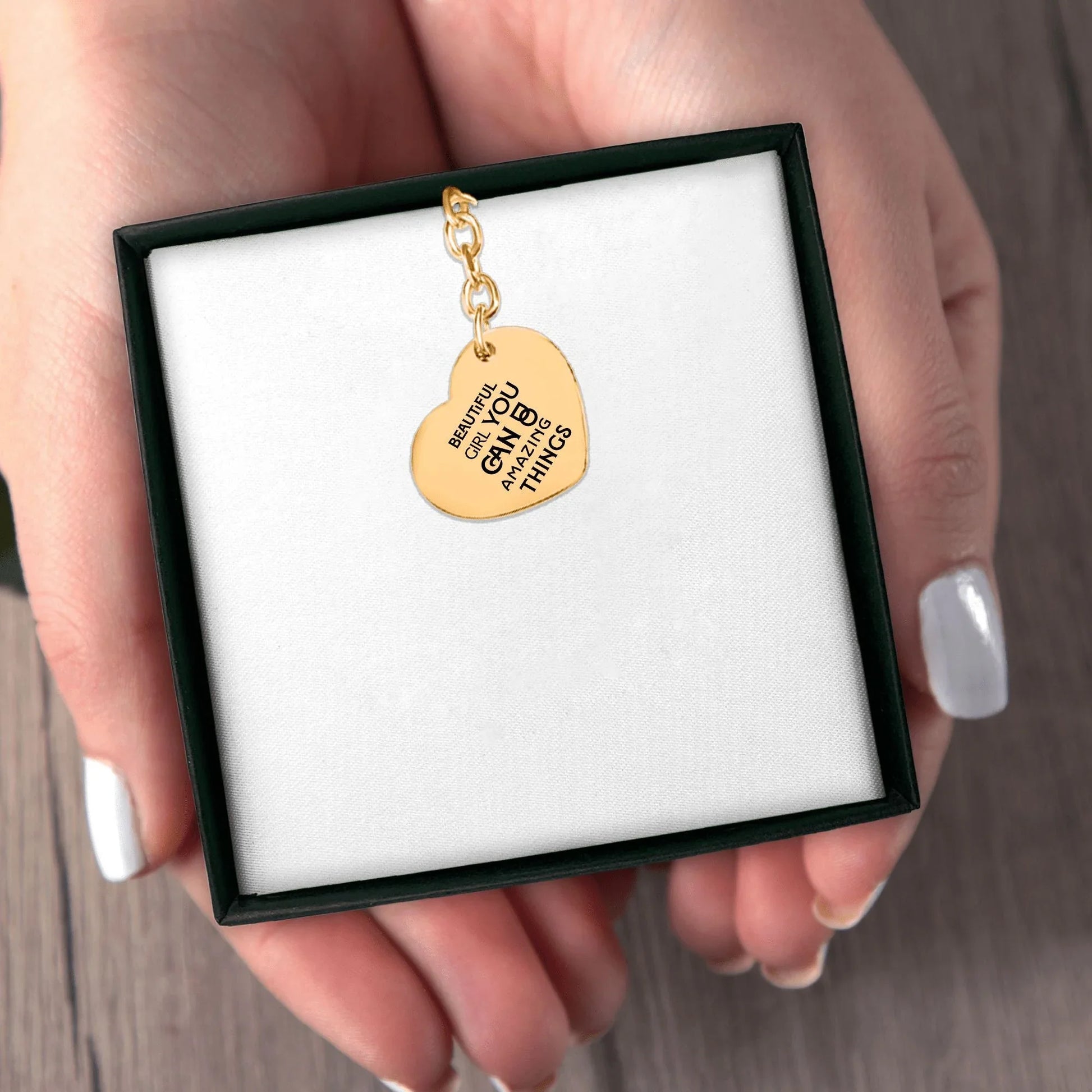 Inspirational Words Heart Keychain - Affirmations and Gratitudes 