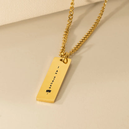 Positive Affirmation Cuban Vertical Bar Necklace - Affirmations and Gratitudes 