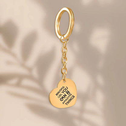 Inspirational Words Heart Keychain - Affirmations and Gratitudes 
