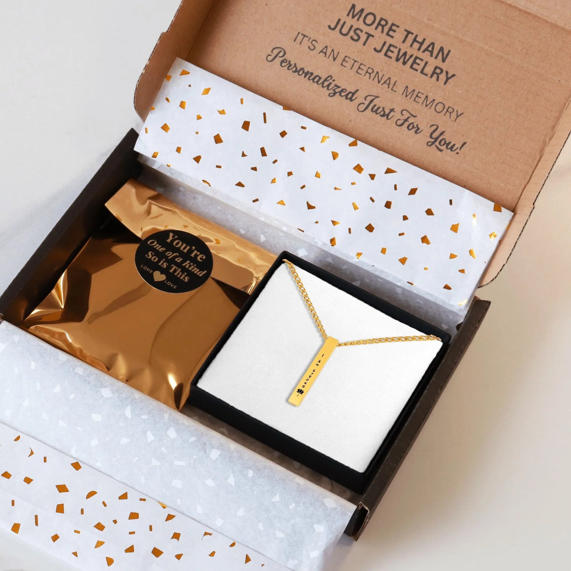 Positive Affirmation Cuban Chain 3D Bar Necklace - Affirmations and Gratitudes 