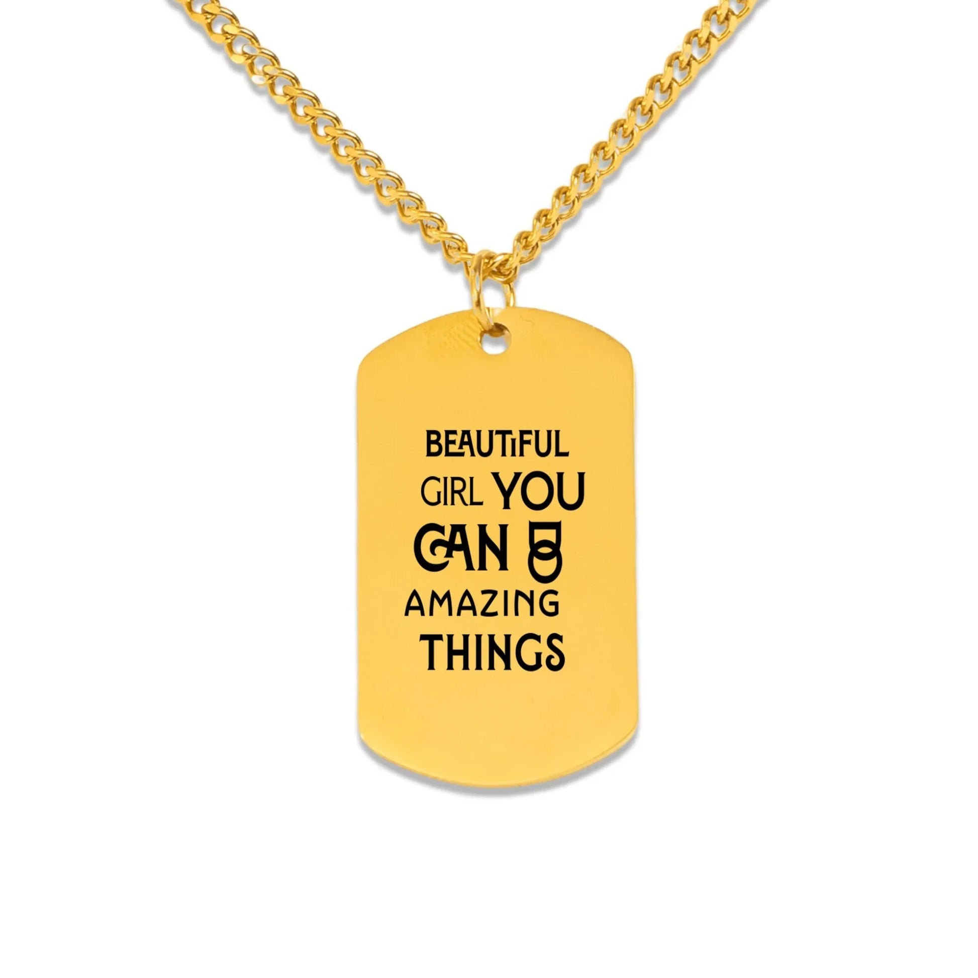 Inspirational Words Cuban Tag Necklace - Affirmations and Gratitudes 