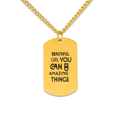 Inspirational Words Cuban Tag Necklace - Affirmations and Gratitudes 