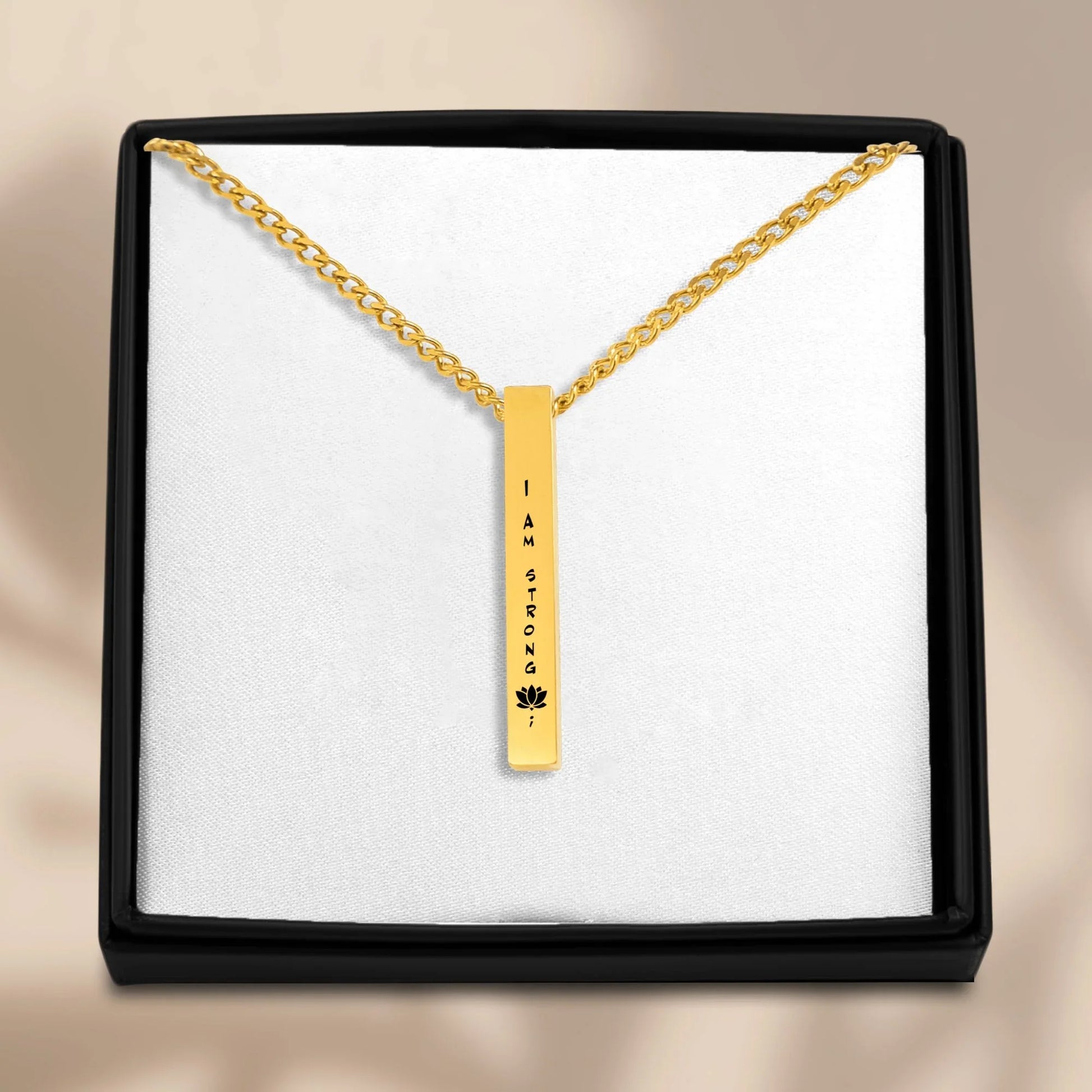 Positive Affirmation Cuban Chain 3D Bar Necklace - Affirmations and Gratitudes 