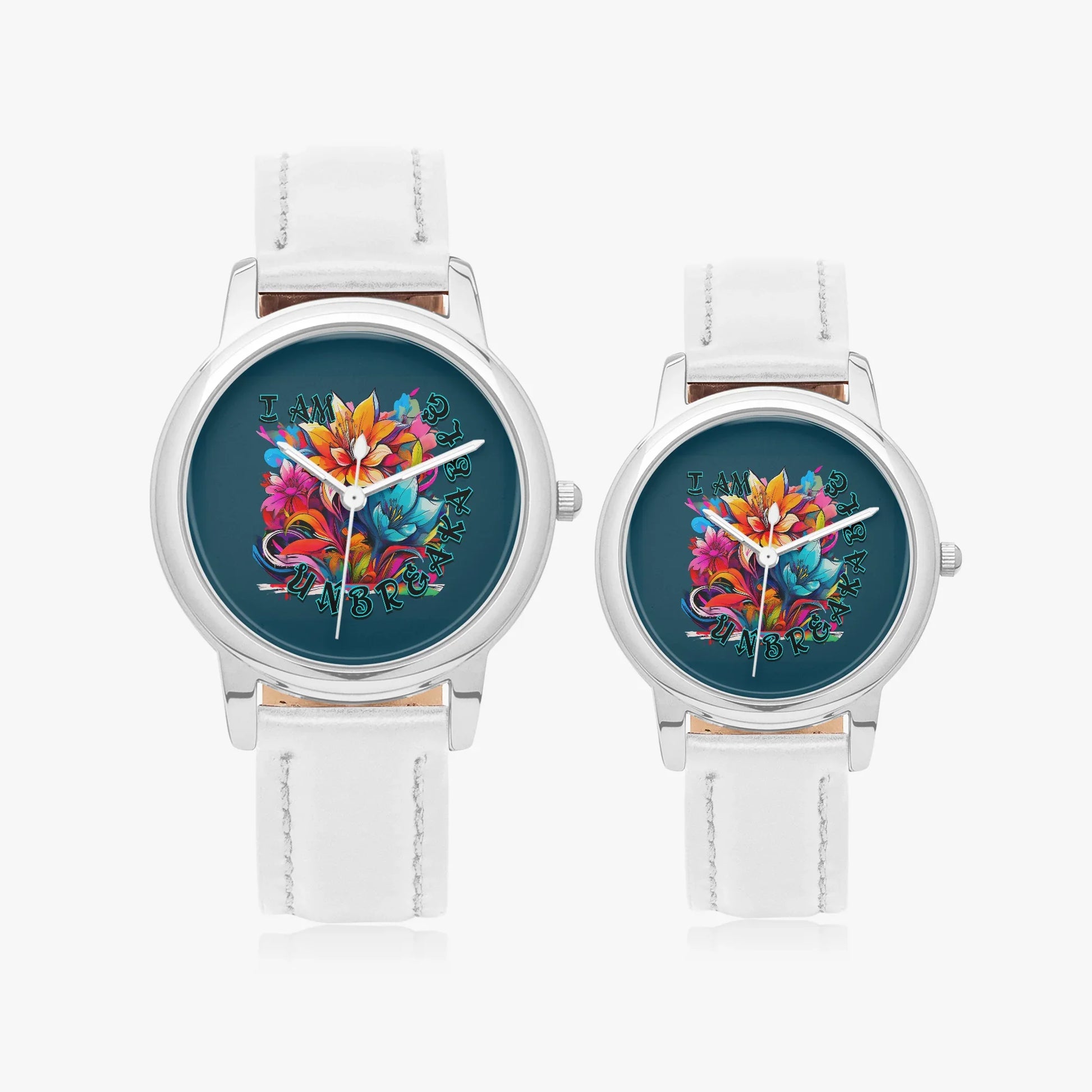 Motivating I Am Unbreakable Genuine Leather Strap Quartz Watch - Affirmations and Gratitudes 