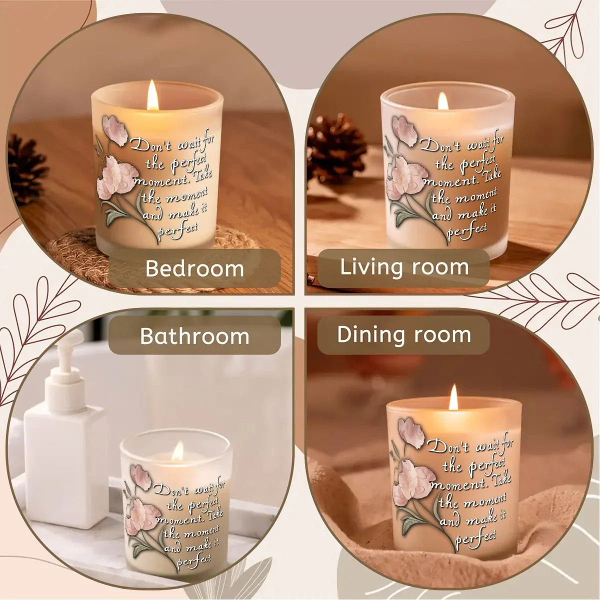 Perfect Moment Frosted Jar Scented Candle with Lid (6oz) - Affirmations and Gratitudes 
