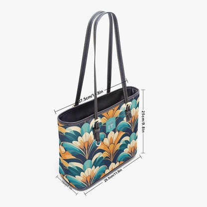"I am worth it" Art-Deco Design Leather Tote Bag for Women - Affirmations and Gratitudes 