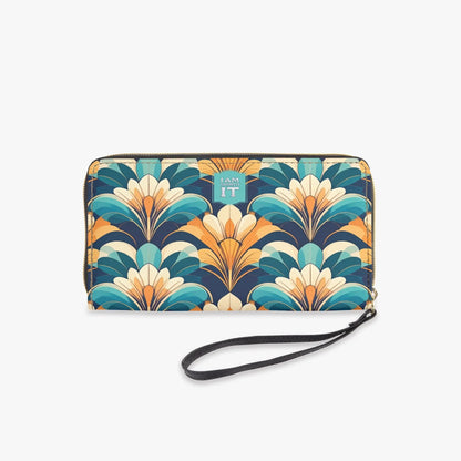 "I am worth it" Art-Deco Design PU Leather Wristlet Clutch Purse - Affirmations and Gratitudes 