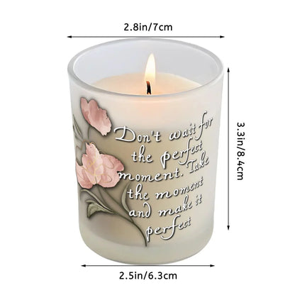 Perfect Moment Frosted Jar Scented Candle with Lid (6oz) - Affirmations and Gratitudes 