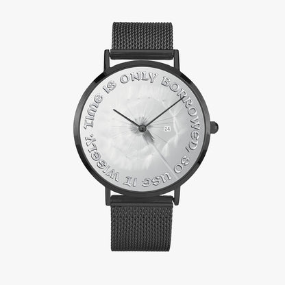 Ultra-Slim Quartz Watch with Motivational Quote - Affirmations and Gratitudes 